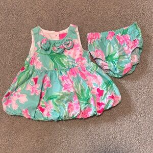 Lilly Pulitzer Pink and Green Kids Dress with Diaper Cover